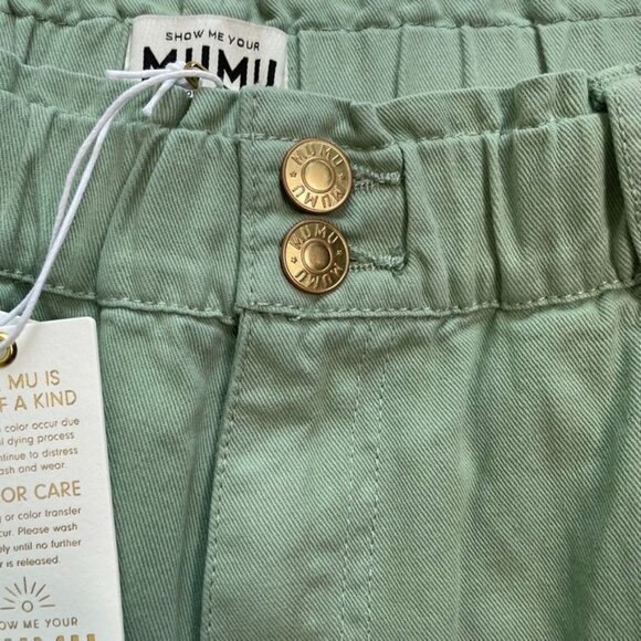 Show Me Your MuMu Womans Green Denim Mom Jeans Size 40 u High Rise Cropped - Picture 4 of 9